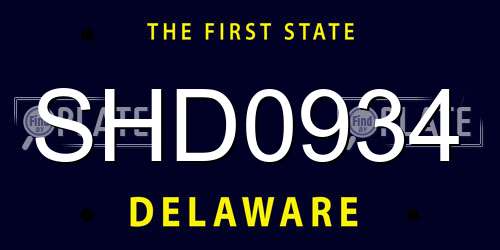 SHD0934 Delaware License Plate