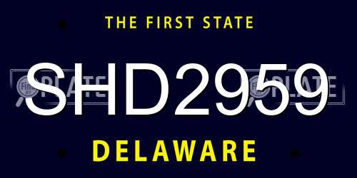 SHD2959 Delaware License Plate