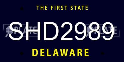 SHD2989 Delaware License Plate