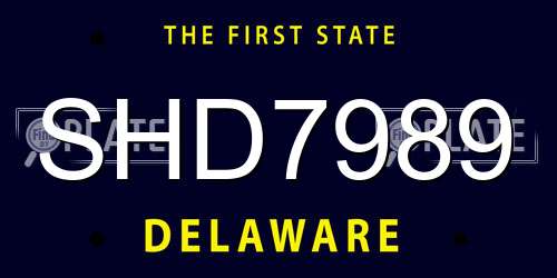 SHD7989 Delaware License Plate