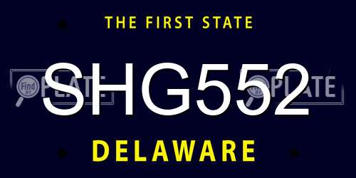 SHG552 Delaware License Plate