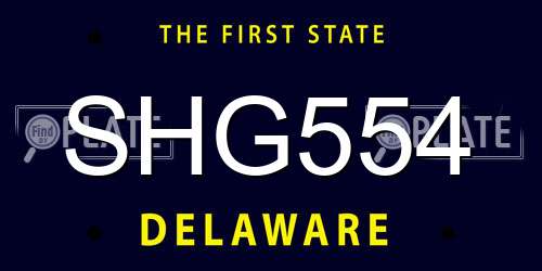 SHG554 Delaware License Plate