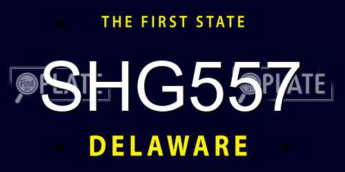 SHG557 Delaware License Plate