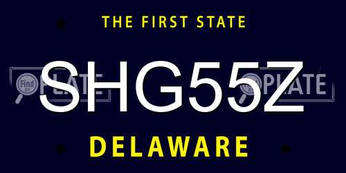 SHG55Z Delaware License Plate
