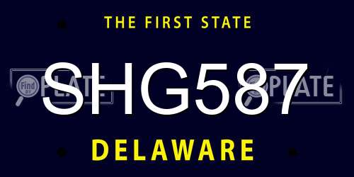 SHG587 Delaware License Plate