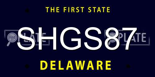 SHGS87 Delaware License Plate