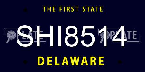 SHI8514 Delaware License Plate