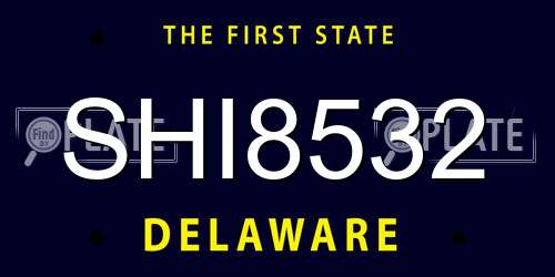 SHI8532 Delaware License Plate
