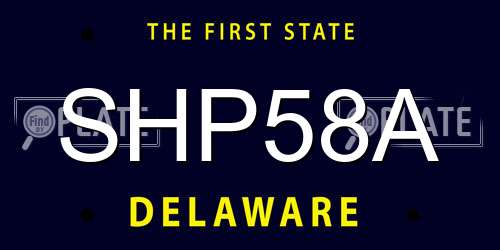 SHP58A Delaware License Plate
