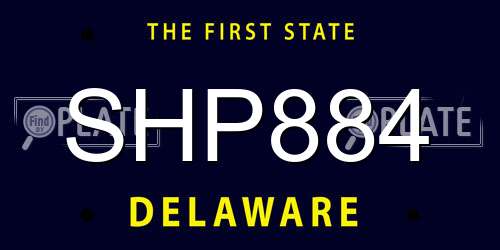 SHP884 Delaware License Plate