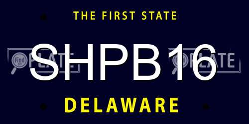 SHPB16 Delaware License Plate
