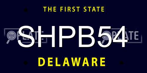 SHPB54 Delaware License Plate