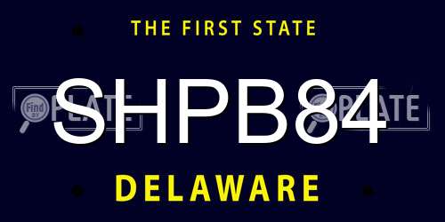SHPB84 Delaware License Plate
