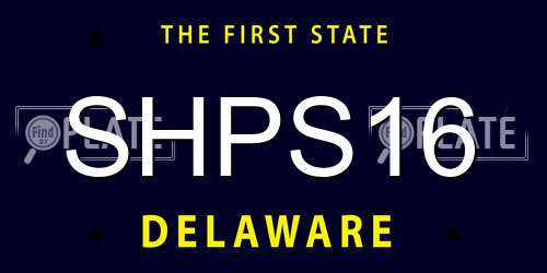 SHPS16 Delaware License Plate