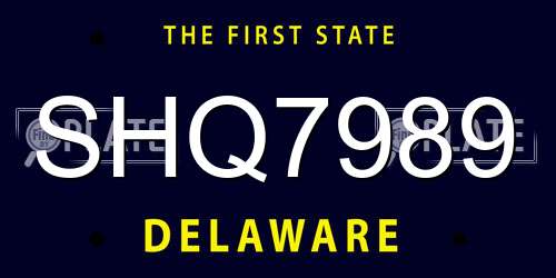 SHQ7989 Delaware License Plate