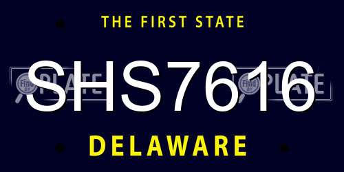 SHS7616 Delaware License Plate