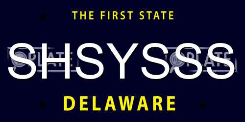 SHSYSSS Delaware License Plate