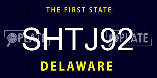 SHTJ92 Delaware License Plate