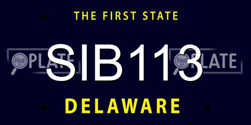 SIB113 Delaware License Plate