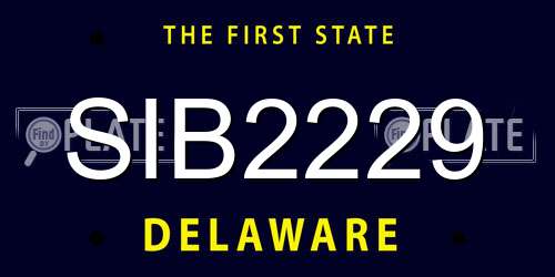 SIB2229 Delaware License Plate