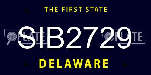 SIB2729 Delaware License Plate