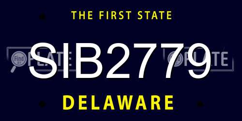 SIB2779 Delaware License Plate