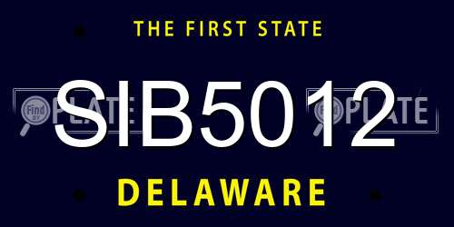 SIB5012 Delaware License Plate