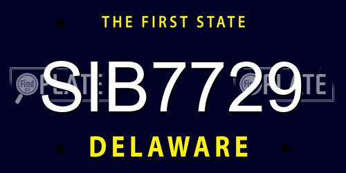SIB7729 Delaware License Plate