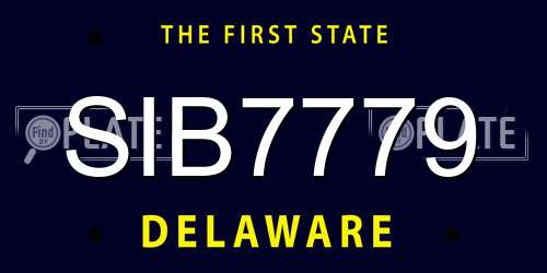 SIB7779 Delaware License Plate