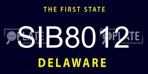 SIB8012 Delaware License Plate