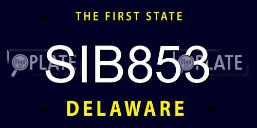 SIB853 Delaware License Plate