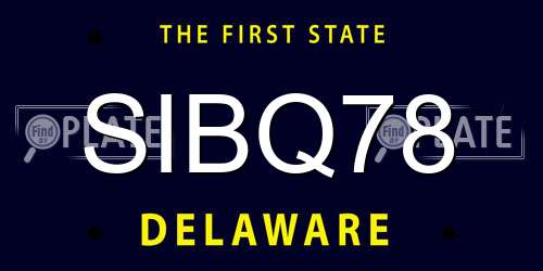 SIBQ78 Delaware License Plate