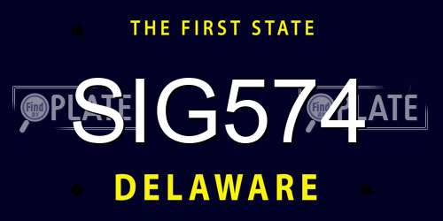 SIG574 Delaware License Plate
