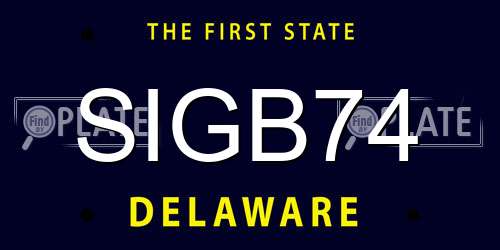 SIGB74 Delaware License Plate
