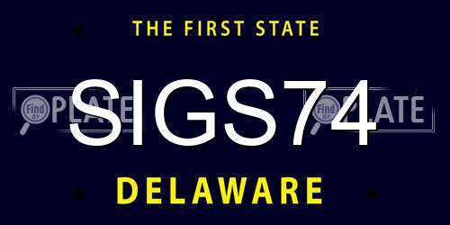 SIGS74 Delaware License Plate