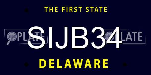 SIJB34 Delaware License Plate