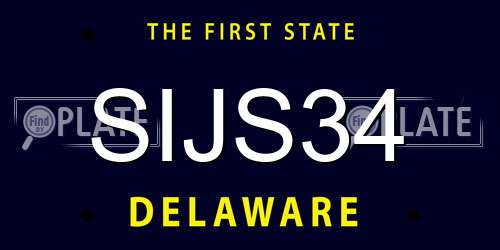 SIJS34 Delaware License Plate