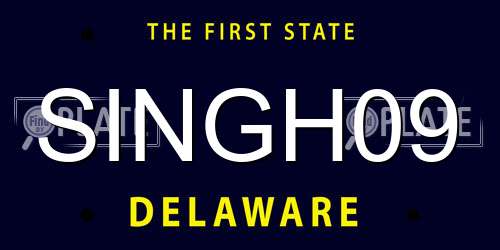 SINGH09 Delaware License Plate
