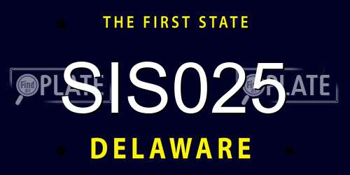 SIS025 Delaware License Plate