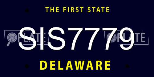 SIS7779 Delaware License Plate