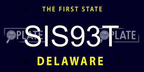 SIS93T Delaware License Plate