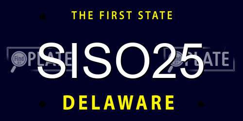 SISO25 Delaware License Plate