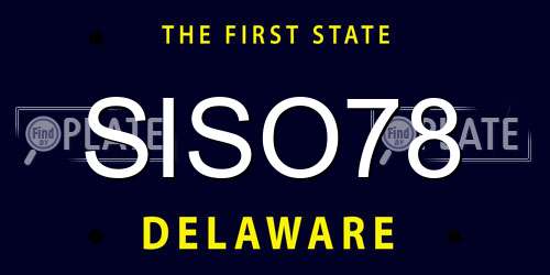 SISO78 Delaware License Plate
