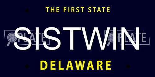 SISTWIN Delaware License Plate