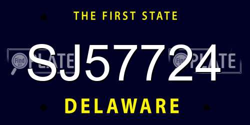 SJ57724 Delaware License Plate