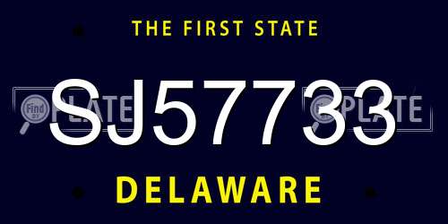 SJ57733 Delaware License Plate