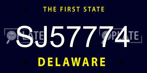 SJ57774 Delaware License Plate