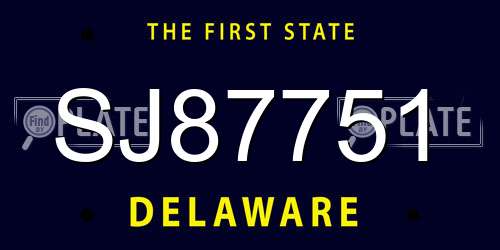 SJ87751 Delaware License Plate