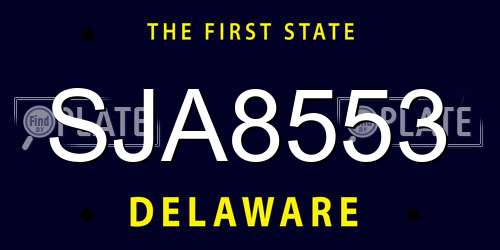 SJA8553 Delaware License Plate