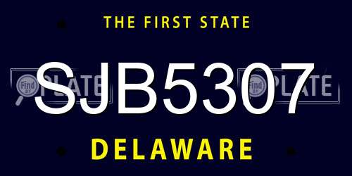 SJB5307 Delaware License Plate